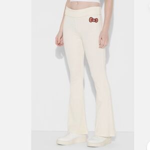 Hello Kitty Cream Flare Pants with Red Bow